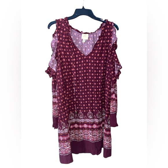 Knox Rose Dresses & Skirts - Knox Rose Sangria Red Women’s XXL Cold Shoulder Dress